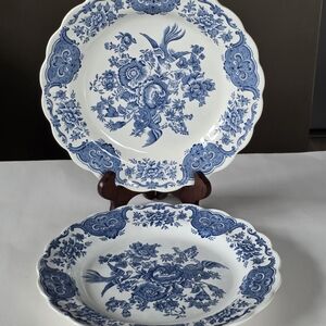 Vtg Windsor (Blue) Dinner Plates (2) By Ridgway Of Staffordshire, England